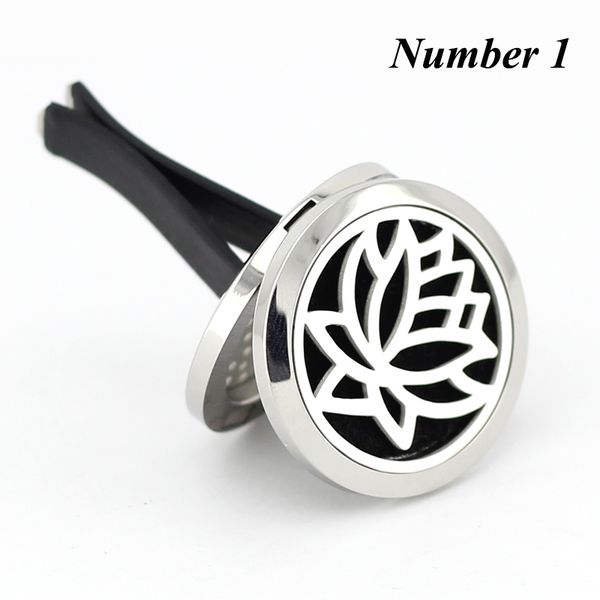 

30mm lotus shape magnet diffuser stainless steel car aroma locket pads essential oil car diffuser lockets with 5 pads, Silver