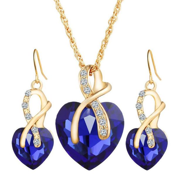 

fashion heart necklace earrings jewelry sets for women gift alloy jewelry set 4 colors min order 12sets njhs108, Silver