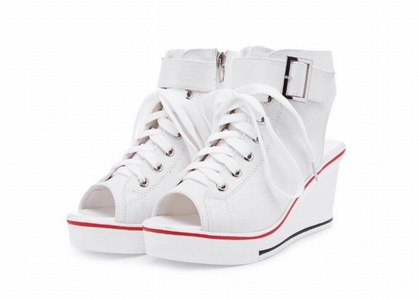 

2016 womens canvas sneakers sport wedges high heels woman wedge open toe ladies platform casual shoes sandals plus size 35-43 tenis feminino