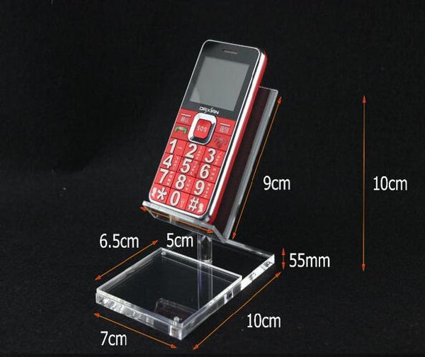 Nuovo stile in acrilico trasparente a forma di seggiolone Mobile porta cellulare Espositore da tavolo con etichetta etichetta segno prezzo nome telaio della carta