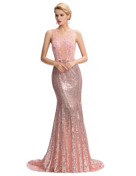 

2019 Latest Long Evening Dresses Vestidos de Festa Luxury Pink Sequins Mermaid Evening Dress Woman Formal Gown Prom Dresses Custom Made