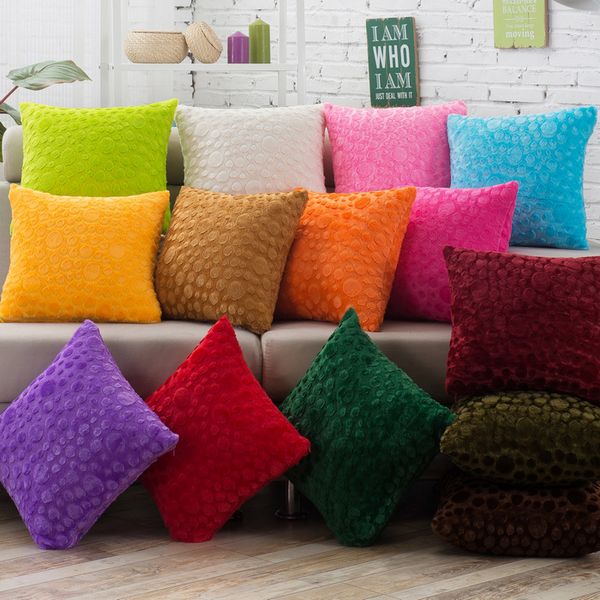 Soft Plush Shaggy Solid Color Throw Pillow Covers Cushion Case