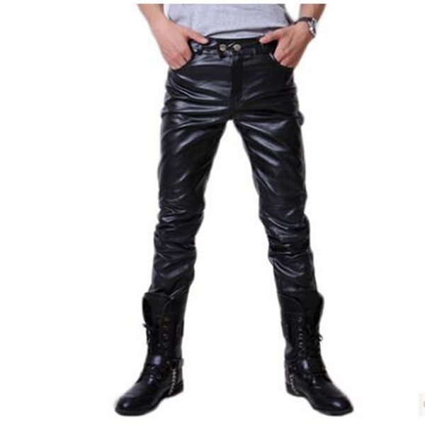 

wholesale-mens skinny faux pu leather pants shiny silver black and gold pants trousers nightclub stage costumes for singers dancer male