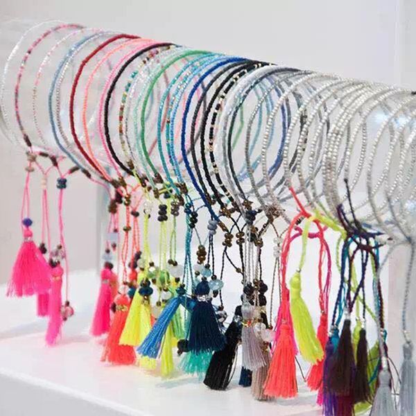 

wholesale-2016 summer handmade tassel colourful women seed beads friendship bracelet fashion tassels beach bohemian bracelets for women, Golden;silver