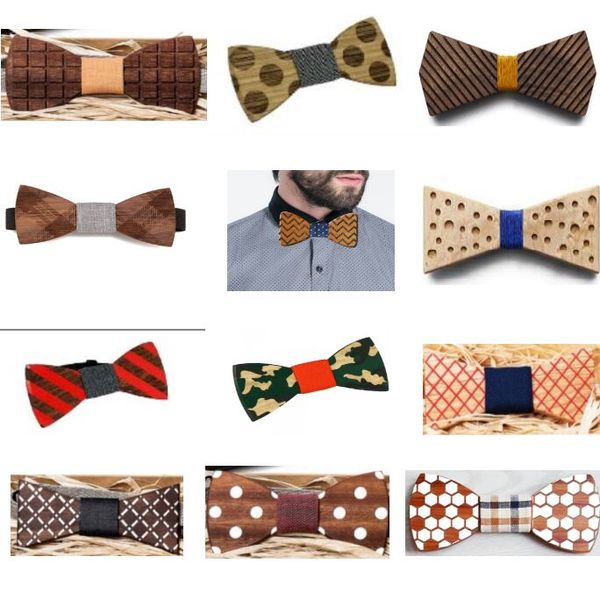 2016 laços de madeira 12 estilos handmade do vintage tradicional bowknot para cavalheiro casamento de madeira bowtie presente do dia dos pais livre fedex tnt