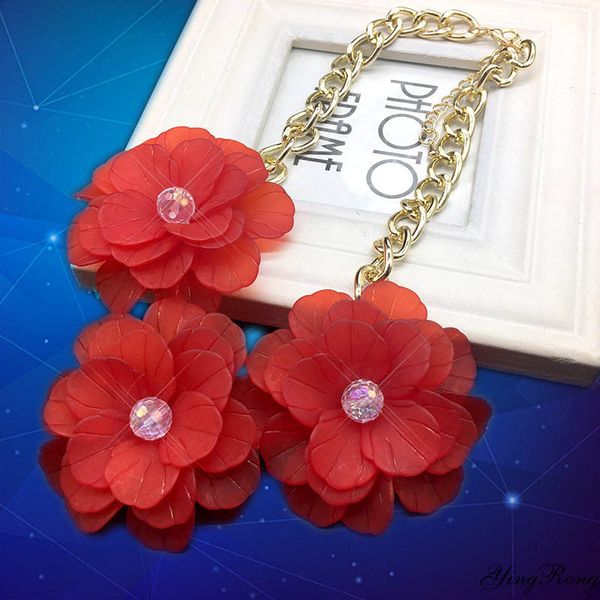 

3 flowers necklace with acrylic crystal flower, fit for dress for party, and high quality, Silver