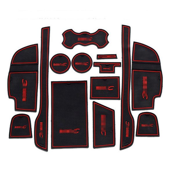 

14pcs non-slip rubber interior car door armrest storage panel mat cup holder slot pad cover sticker for lincoln mkc 2014-2015