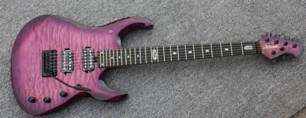 Özel JPX 24 Frets Müzik Adam Ernie Topu JohnPetrucci Mor Alev Akçaağaç Üst Elektro Gitar Kilitleme Tremolo Köprü Siyah Donanım