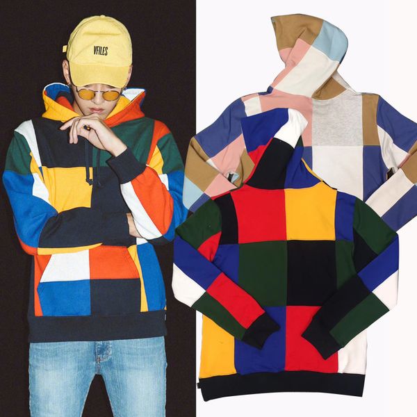 

Fashion box logo Hoodie Winter Skateboard Patchwork Hooded Sweatshirt Men Women Street Hoody