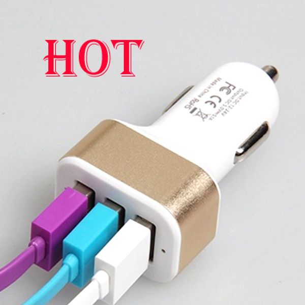 

ship in one day new 3 port car charger usb universal for mobile phone with dhl ing