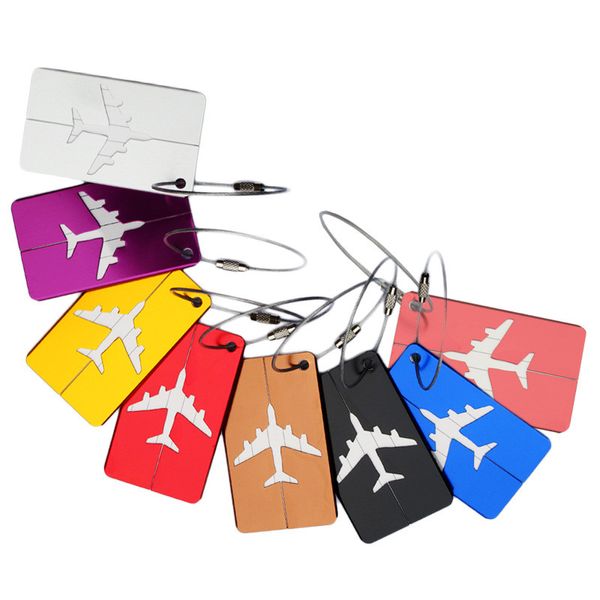 

aircraft plane luggage id tags boarding travel address id card case bag labels card dog tag collection keychain key rings mix colors jf-15, Black