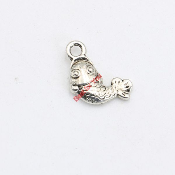 

40pcs antique silver plated fish charms pendants bracelet necklace jewelry making accessories diy 15x13mm, Bronze;silver