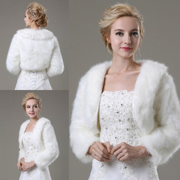 31 New Faux Fur Bridal Cape Bolero Jacket Wrap White Wedding ...