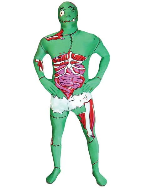 

зомби спандекс лайкра шаблон фетиш унисекс зентаи боди страшно костюм хэллоуина sml xl xxl, Black