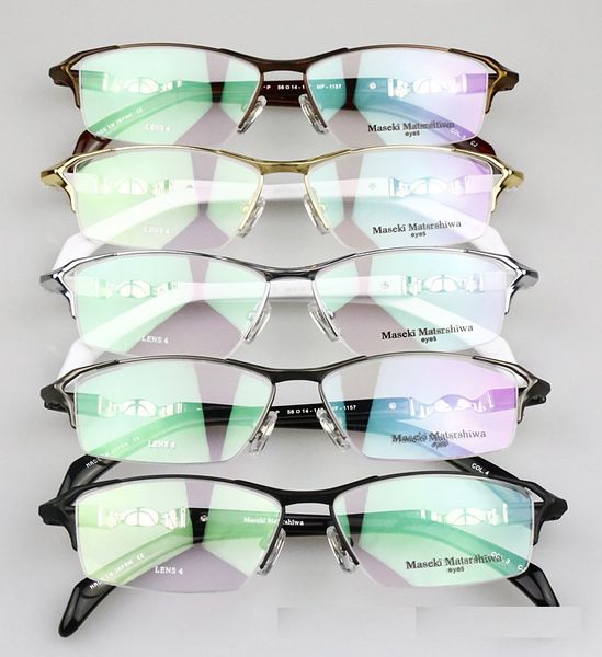 Occhiali da vista Masaki di alta qualità all'ingrosso con montatura per occhiali da vista Masaki in titanio massiccio con mezza montatura MF1157 Taglia 58-16-140