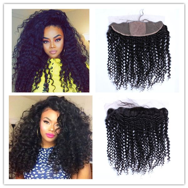 Free Middle 3 Way Part Peruvian Kinky Curly Silk Base Lace Frontal