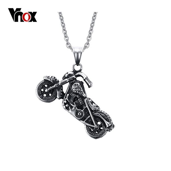 

new men's ghost rider rock punk necklaces pendants fashion stainless steel motorcycle necklace men vnox jewelry, Silver
