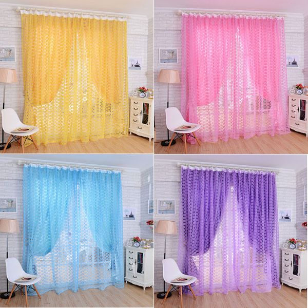 Rose Tulle Window Screens Door Balcony Curtain Panel Sheer Scarfs