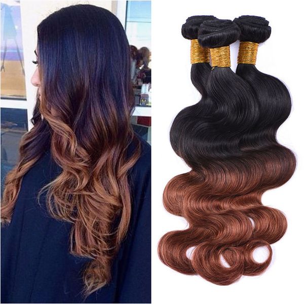 Black Auburn Ombre Hair Weaving Bundles New Fashion 1b 30 Ombre