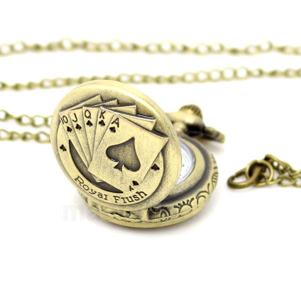 

wholesale quartz watches necklace chain bronze pocket watches pw053, Slivery;golden
