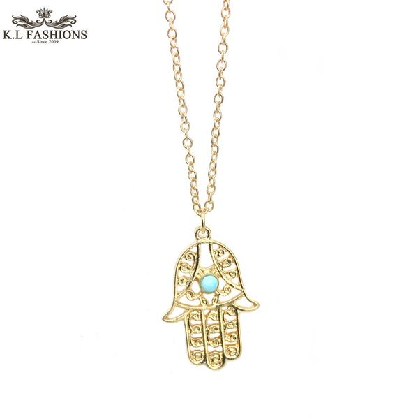 

new turquoise hand pendants necklace hollow lucky pendants adjustable sliver & gold necklaces turkish faith jewellery, Silver