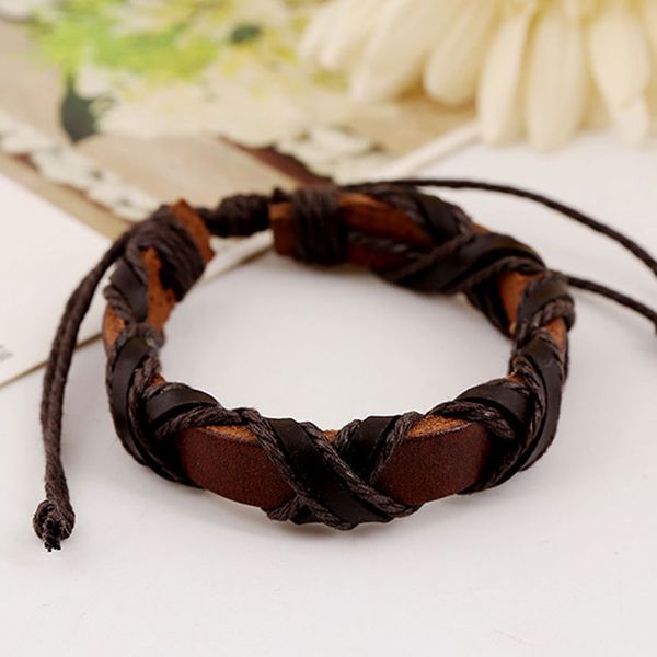 

handmade braided rope leather charm bracelets bangle for men women lovers couple fashion party club jewelry, Golden;silver
