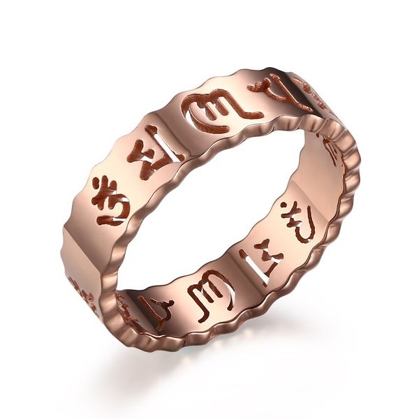 316L aço inoxidável IP banhado a ouro de alta polido mulheres anel moda jóias anéis fé acessórios de prata rosa tamanho ouro 6-10
