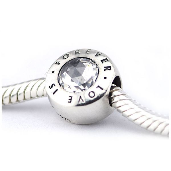 

fits pandora charms bracelet 100% 925 silver round beads love is forever charm women jewelry valentine's day gift diy making for women, Black