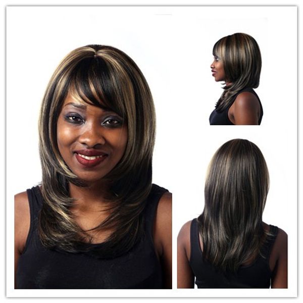 Xiu Zhi Mei 40cm Straight Dark Brown Highlights On Hair Heat
