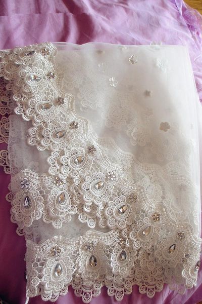 

amazing for wedding dresses fashion designer cathedral white ivory lace edge 3 meters long bridal veil velo muslim bridal veils, Black