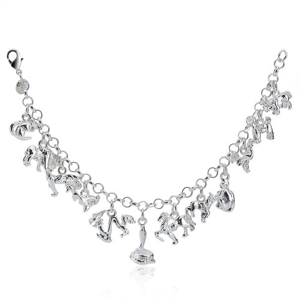 

factory direct wholesale and retail 925 sterling silver jewelry 12 zodiac bracelet, Golden;silver