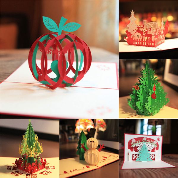 

7 styles/lots new 3d handmade card merry christmas day card xmas greeting cards party gifts sale