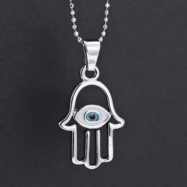 

necklace. 10pcs europe and america women's simple kabbalah evil eye hamsa hand charms pendant necklace, Silver