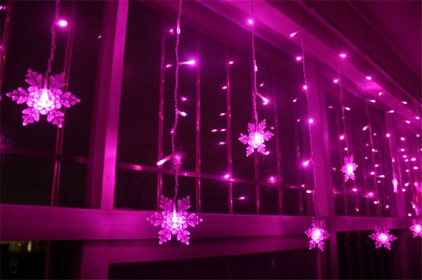 3.5 M 100SMD 16P Floco De Neve CONDUZIU as Luzes Da Corda Da Cortina Da Lâmpada de Ano Novo Decoração de Casamento Do Natal Do Teto Do Partido 110 V / 220 V