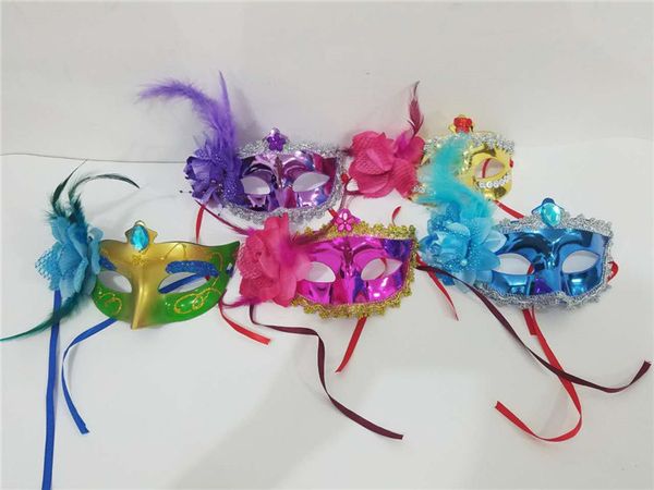 Máscaras de festa do dia das bruxas louco máscaras de banquete escola disfarce das mulheres pena decoração colorida máscara DHL frete grátis