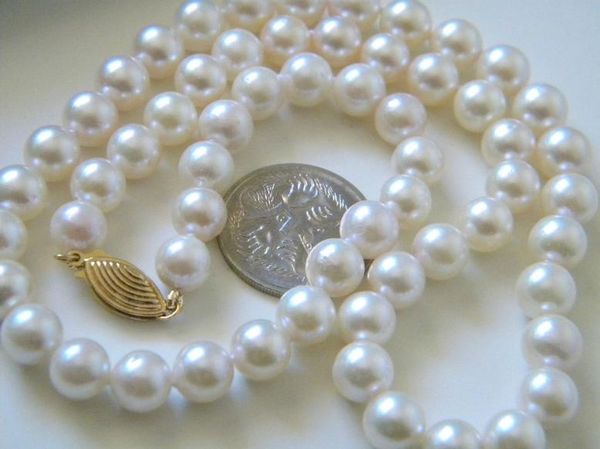 

9-10mm beaded necklaces white pearl necklace 19inch gold clasp, Silver