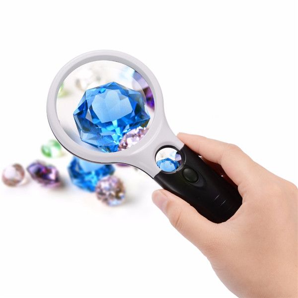 

3x 45x bifocal double len handheld illuminated magnifier magnifying gla loupe with 3 led light f584