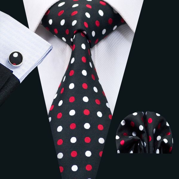 

шелковый галстук шеи набор точка стиль галстуки для мужчин галстук носовой платок запонки набор жаккардовые тканые деловой работы формальная, Black;blue