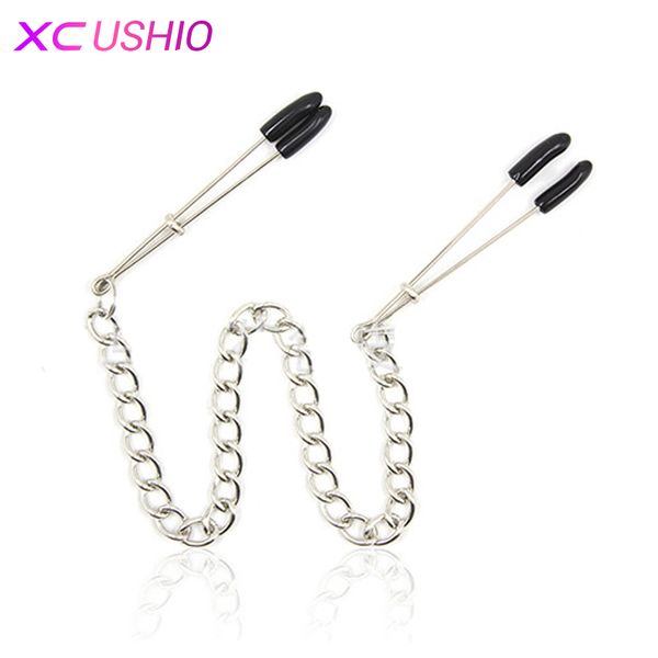 

stainless steel games 0701 nipple clamps erotic tweezers for breast novelty long flirting clips toys couples chain qpqkg