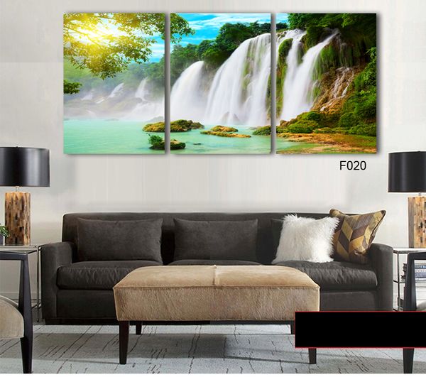 

3 piece wall art painting canvas painting strong waterfall natural beauty painting modern picture home decor(no frame)