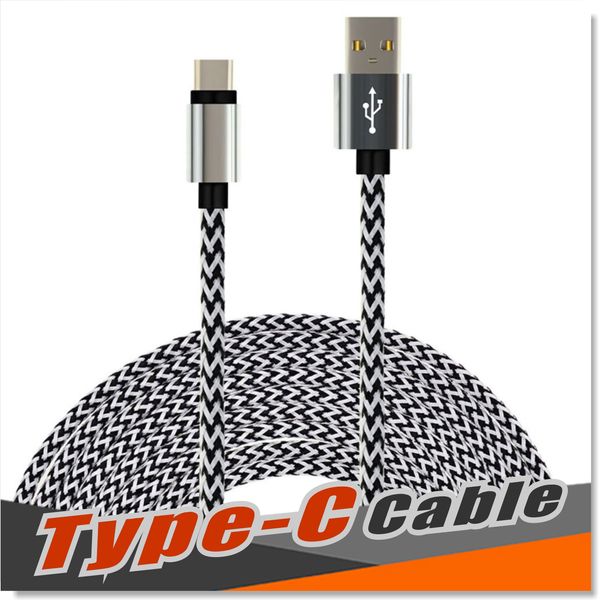 Cavo di tipo C Nylon intrecciato da USB 3.1 a USB 2.0 A Cavo di ricarica dati maschio Cavo di ricarica connettore reversibile per Samsung S8 S7 Moto LG G5