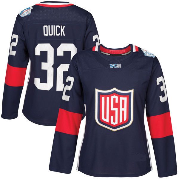 

2016 World Cup Blank Women's Team USA Hockey Jerseys 32 Jonathan Quick 88 Patrick Kane 100% Stitched Embroidery Logos Hockey Jersey Any Name
