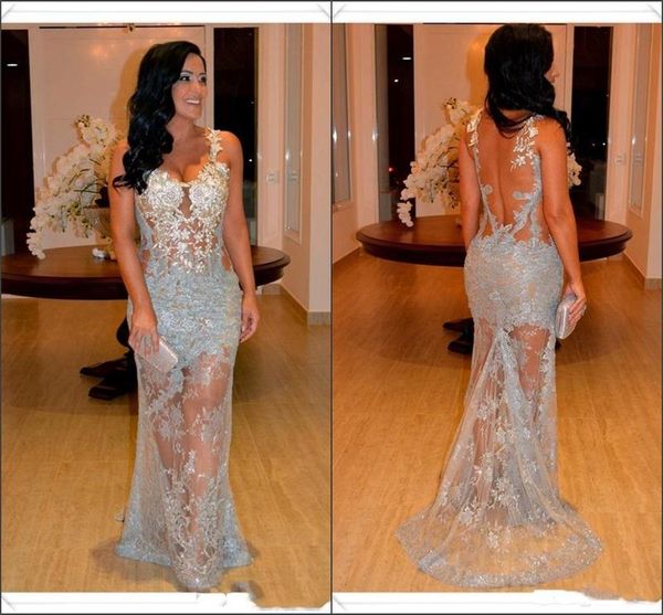 

сексуальные бретельках пром платья иллюзия обратно полые платья вечерняя одежда аппликации блестки длина пола вечерние платья, Black