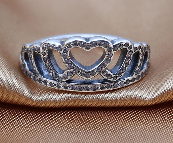 

new rings 100% 925 sterling silver ring with cubic zirconia heart hearts tiara, cz european style fits for pandora style jewelry fashion