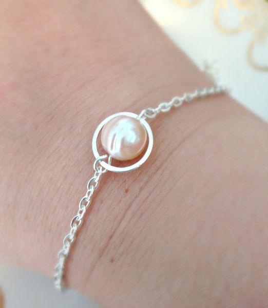 

alloy hand bracelet, brangle, decorating with nature pearl; 16cm length,noble delicate for women, and 6mm, Black