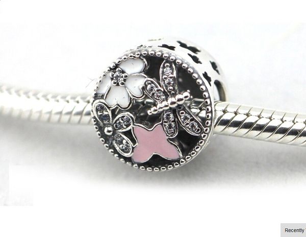 

pandora hollow out daisy butterfly dragonfly enamel charms 925 sterling silver loose beads for thread bracelet fashon jewelry authentic, Bronze;silver