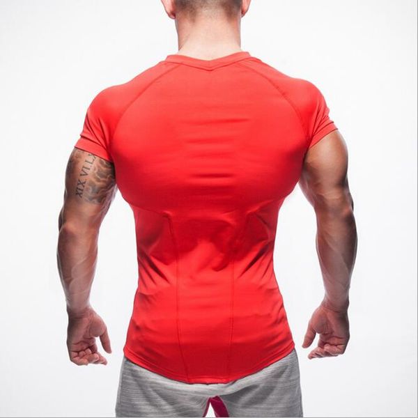 

bodybuilding arrival short compression fitness shirt gym t running men shirt v-neck sport training sleeve new muscle husfc, Black