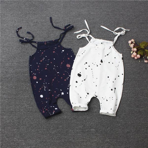 

prettybaby 2016 summer 2colors baby 0-3 years overalls black white creative dot cotton kids clothing pants ing, Blue