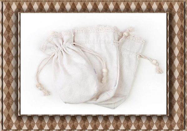 Hochzeit Spitze Baumwolle Leinen Gastgeschenke Tasche Party Weihnachten Süßigkeiten Zucker Ei Geschenktüte Wrap Gastgeschenkhalter Münze Karte Geldbeutel Geschenktüten Holzperlen