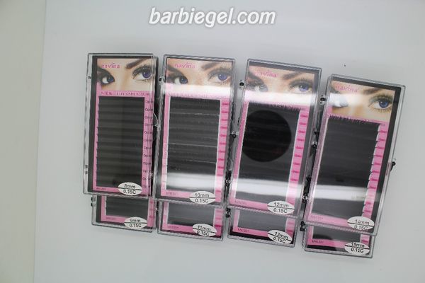 

wholesale-wholesale 8 cases/lot c curve 8/9/10/11/12/13/14/15mm silk eyelash extension artificial fake false eye lash eyelashes